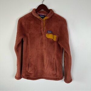 Patagonia Polartec Pile Fleece Rust Colored Henley Jacket L